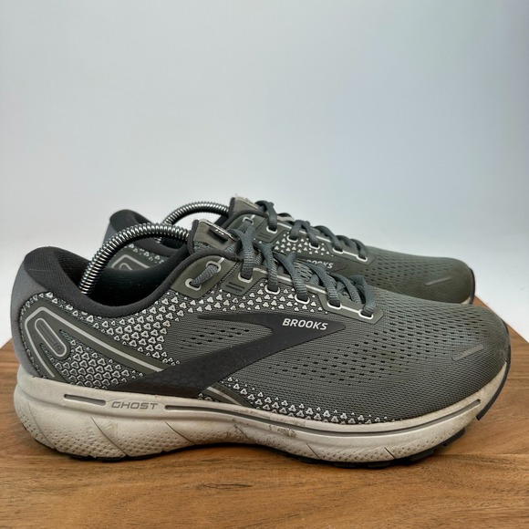 Mens Brooks Ghost 14 Gray Athletic Running Comfort Sneakers Shoes Size 10 EE GUC